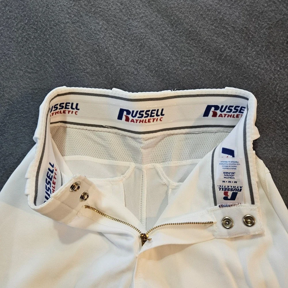 Russell Athletic Youth Medium White Baseball Pants Mesh Panels vented 2 pair new - Picture 6 of 10